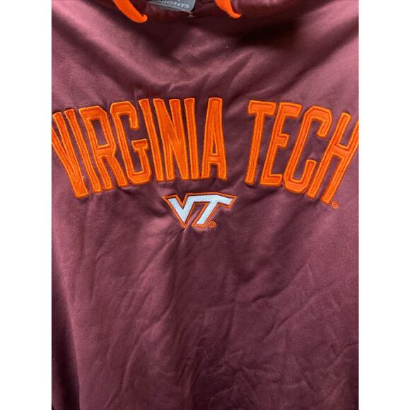 Virginia Teck Hokies Hoodie Lined Pockets Men Large Maroon Pull Over - Picture 3 of 8